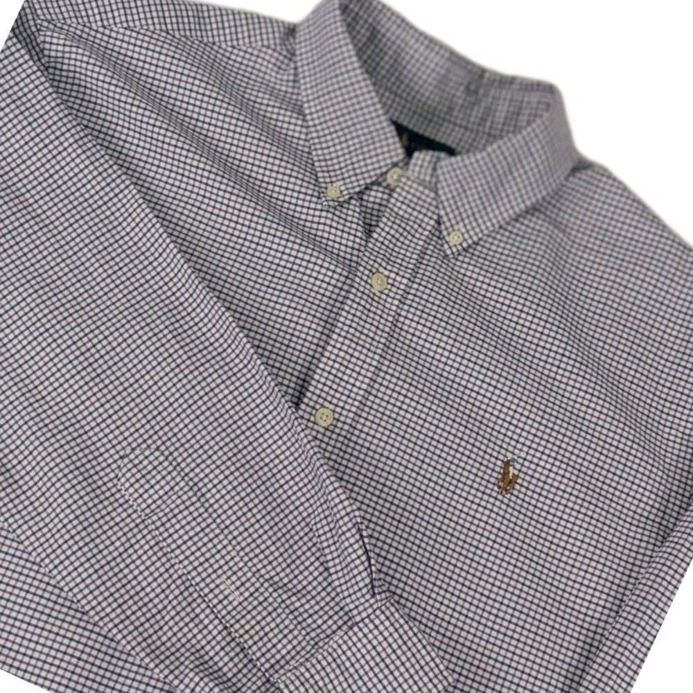 Ralph Lauren Shirt XL Check Classic Flesh Pony Casual Peppy Old World Classic